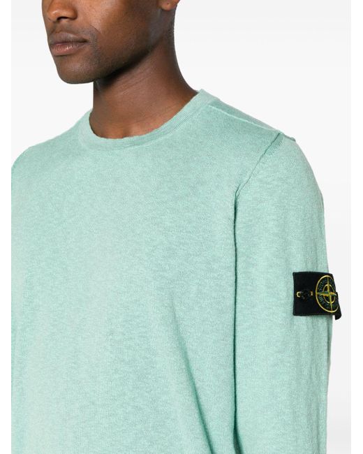Stone Island Blue Compass-badge Rolled-trim Jumper for men