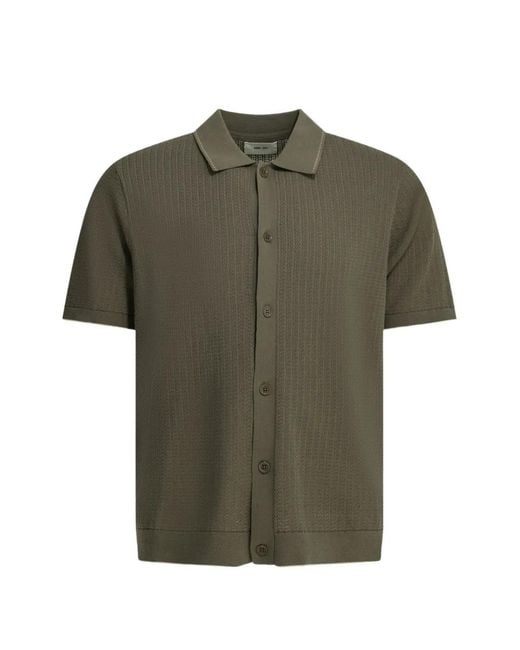 NN07 Green Nalo Textured-Knit Button-Up Shirt for men
