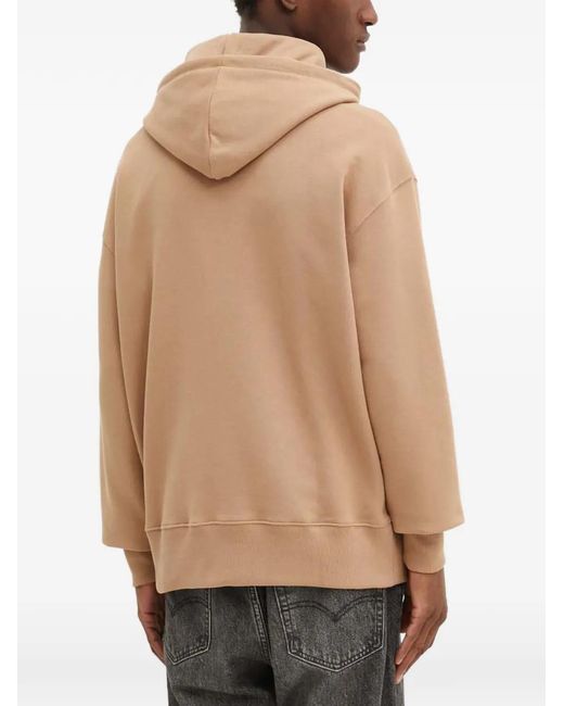 MSGM Natural Drawstring Logo-Print Hoodie for men