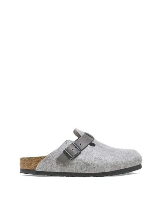 Birkenstock White Boston Leather Mules for men