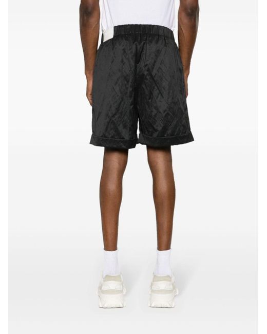Balmain Black Crinkled Satin Bermuda Shorts for men