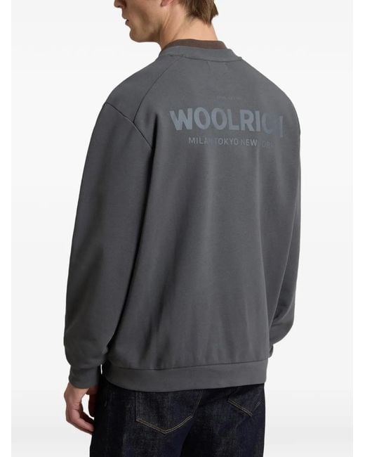 Woolrich Gray Sweat À Logo Et Col Rond Macro for men