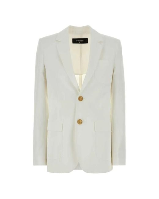DSquared² White Single-Breasted Blazer