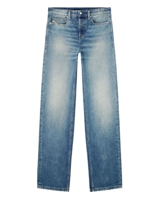 DIESEL Blue Relaxed Fit Jeans With Vintage Wash for men