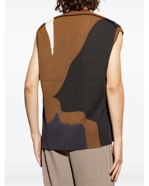 Homme Plissé Issey Miyake Black Round Neckline Vest for men