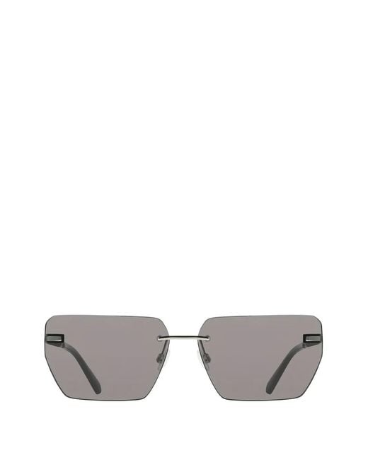 Calvin Klein Gray Geometric-Frame Rimless Sunglasses for men