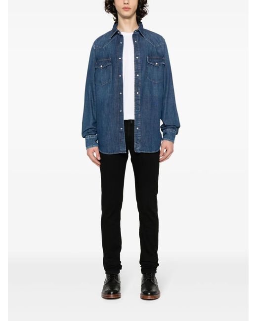 Jacob Cohen Blue Denim Shirts for men