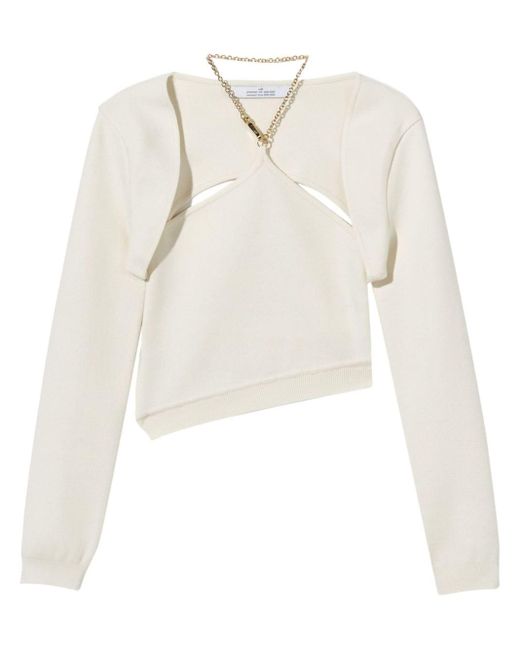 ROKH White Cut-out Halterneck Knitted Top