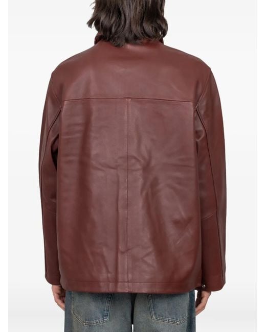 sunflower Brown Button-Fastening Leather Jacket for men