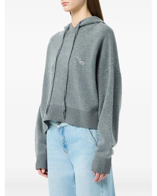 Blumarine Blue Rhinestone-Embellishment Hoodie