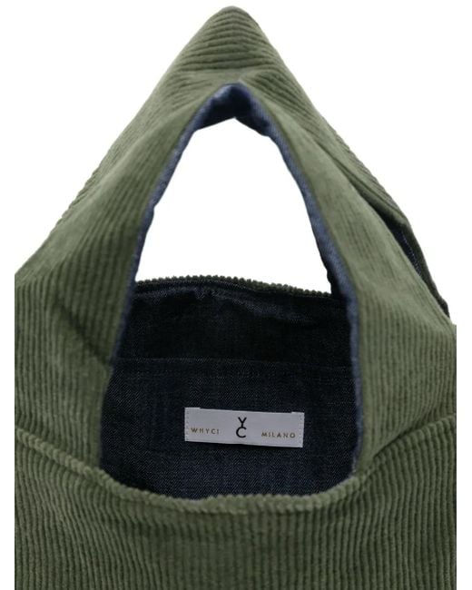 Whyci Green Corduroy Tote Bag
