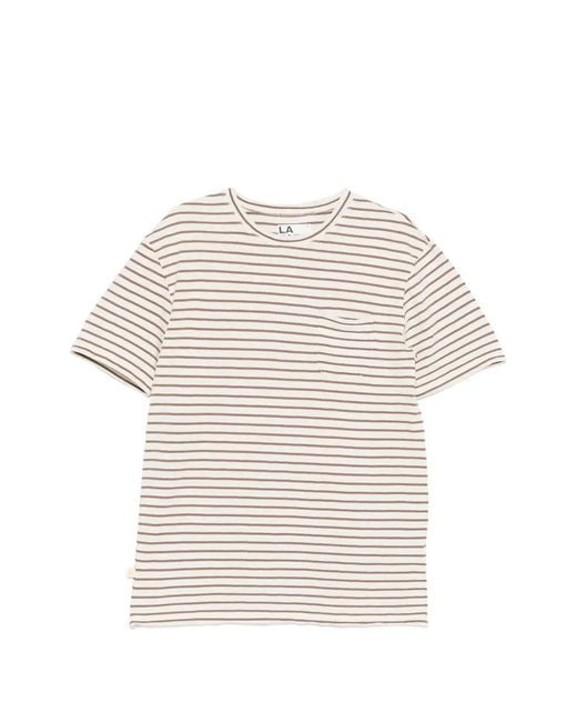 La Paz White Striped-Pattern T-Shirt for men