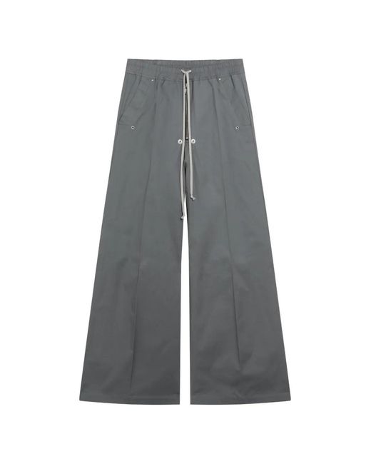 Rick Owens Gray Drawstring Wide-Leg Trousers for men