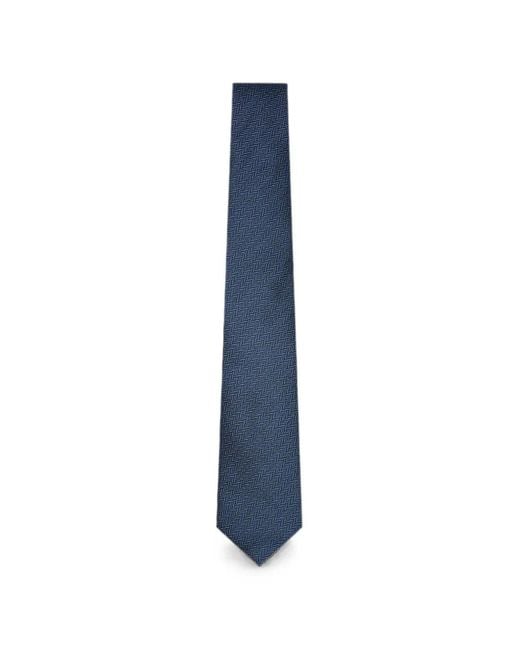 Canali Blue Geometric-Pattern Silk Tie for men
