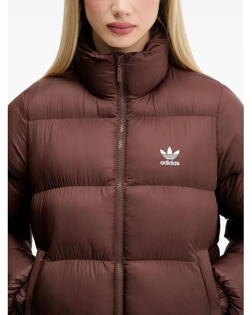 Adidas Brown Zip-Up Puffer Jacket