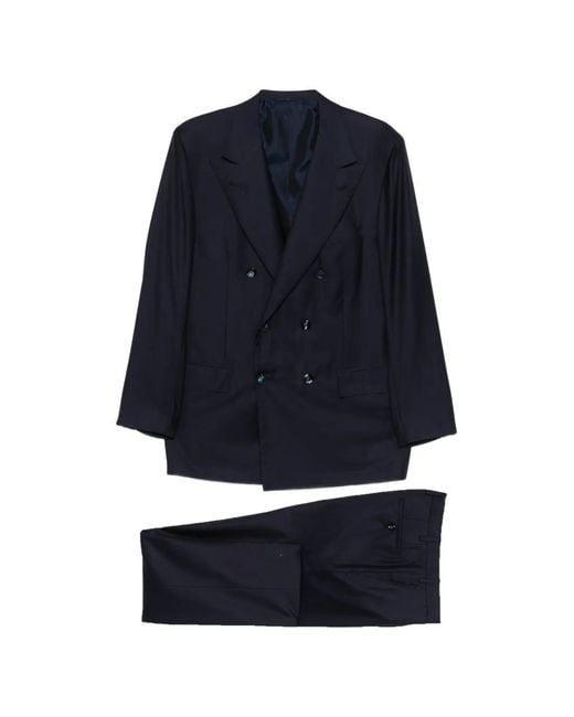 Kiton Blue Double-Breasted Suit for men
