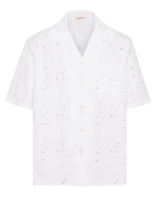 Valentino Garavani White Broderie-anglaise Bowling Shirt for men