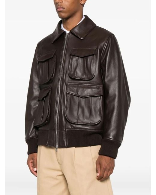 Simone Rocha Gray Multiple-Pocket Lambskin Leather Jacket for men