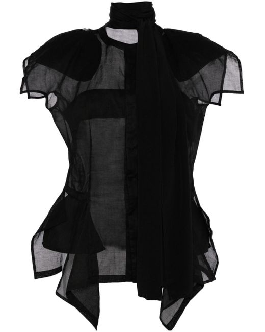 Yohji Yamamoto Black Asymmetric Silk Top