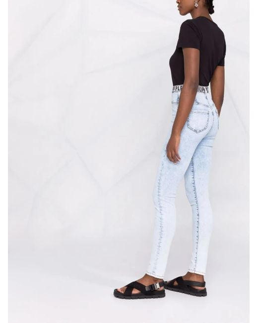 Philipp Plein Blue High-Waist Denim Jeggings
