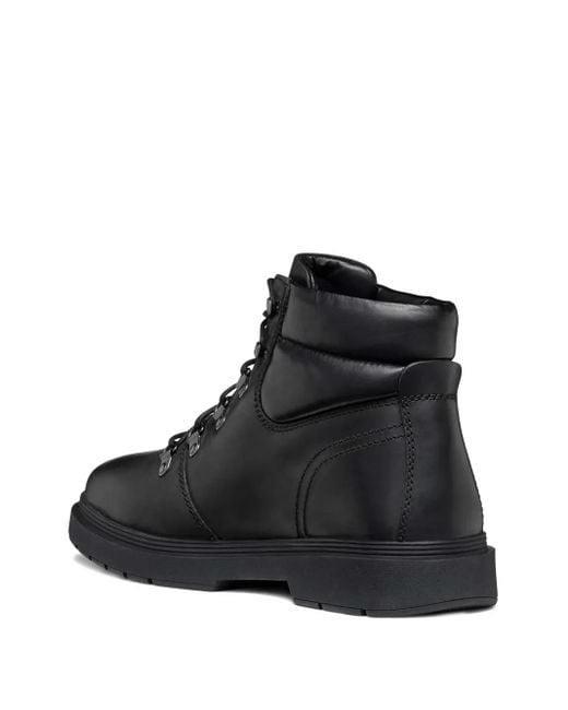 Geox Black Lace-Up Leather Boots for men