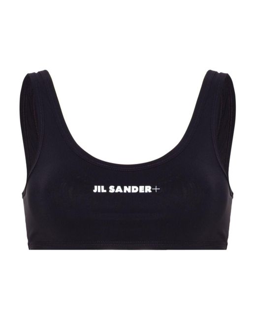 Jil Sander Blue Logo-print Bikini Top