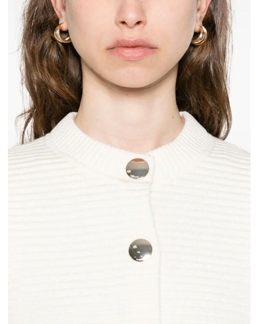 Sandro White Crew-Neck Cardigan