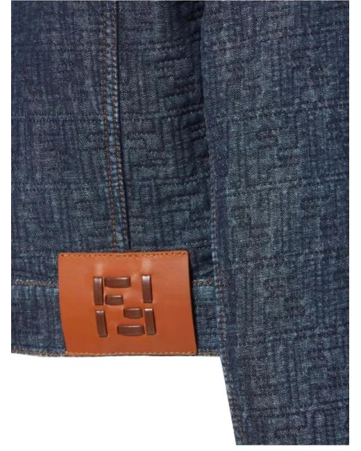 Giacca Crop Con Logo di Fendi in Blue