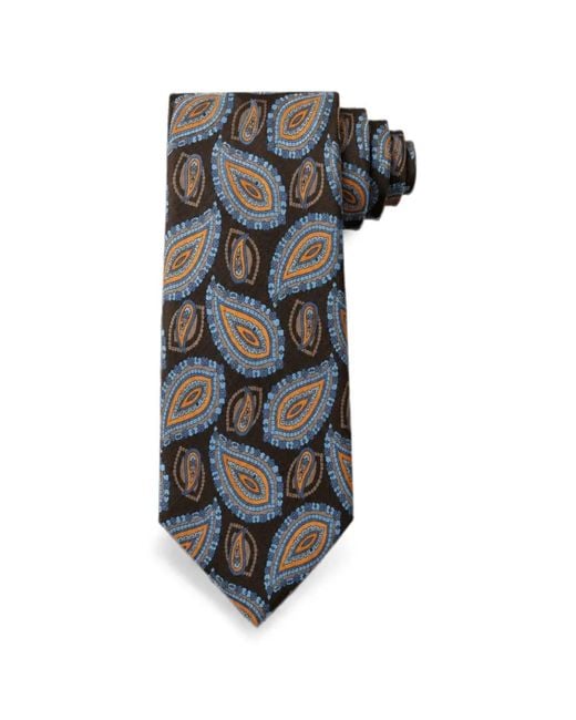 Bona Furtuna Brown Paisley-Print Tie for men
