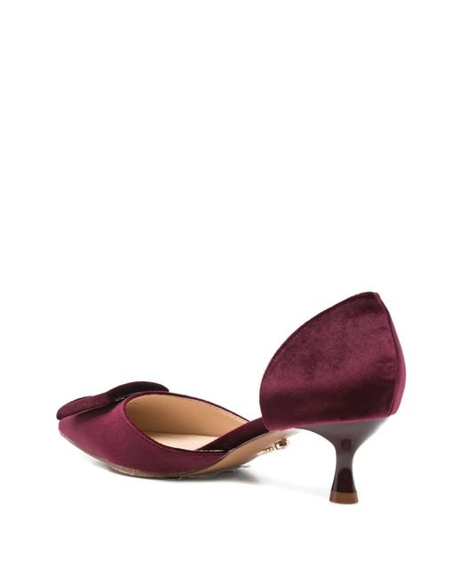 Twentyfourhaitch Red Buckled Pointed-Toe Pumps