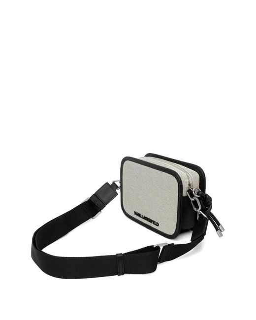 Karl Lagerfeld Black Logo-Patch Shoulder Bag for men