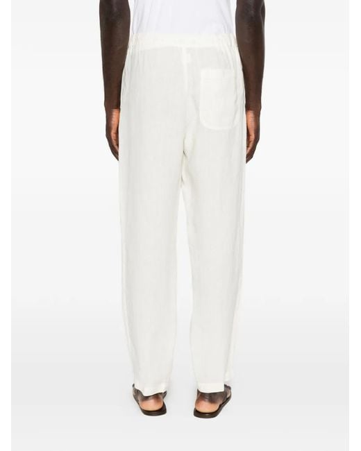 120% Lino White Drawstring Trousers for men