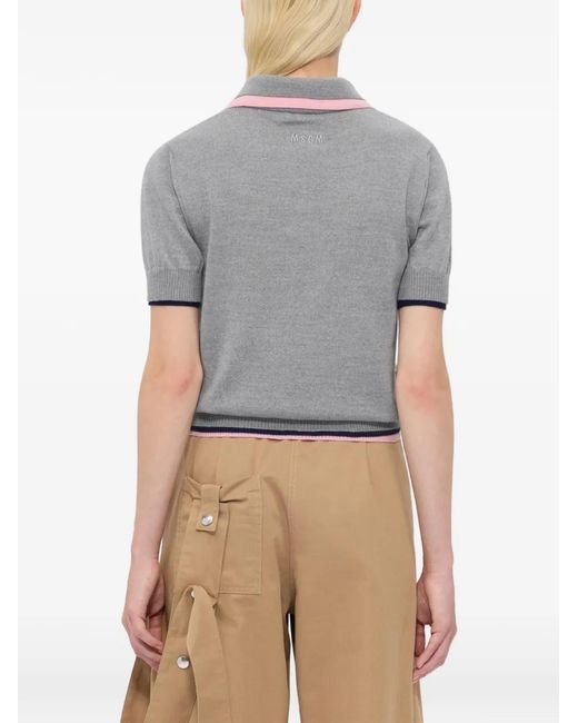 MSGM Gray Buttoned Polo Shirt