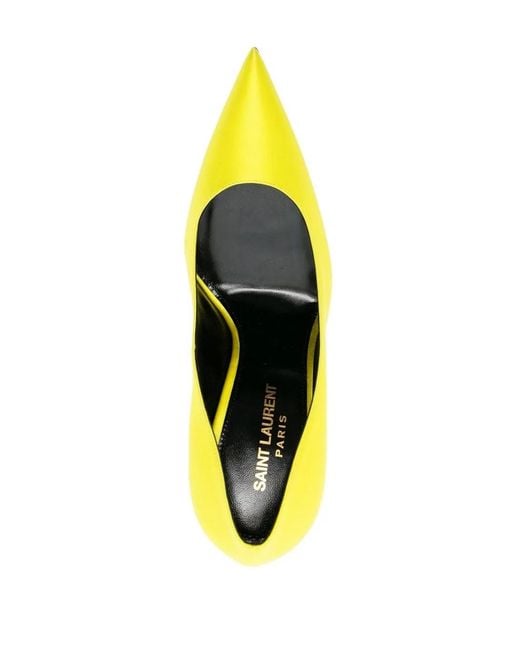 Saint Laurent Yellow Marylin 105Mm Satin Pumps