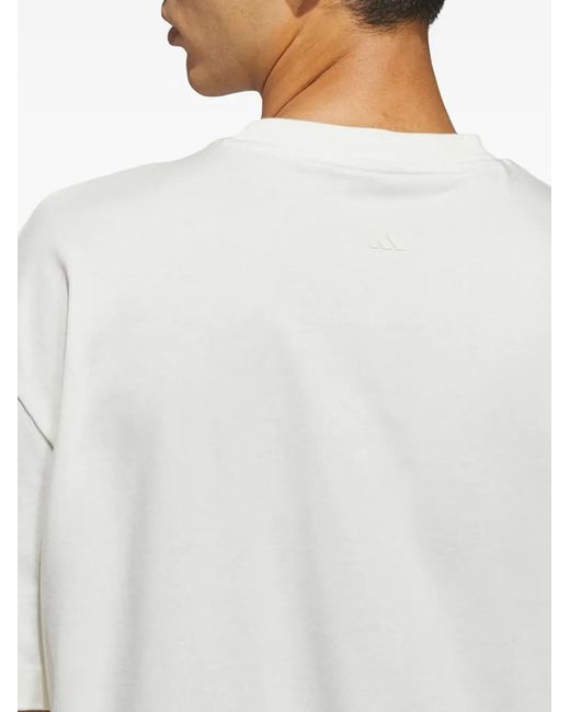 Adidas White Basketball Logo-Print T-Shirt