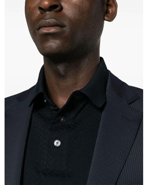 Polo à motif en jacquard Emporio Armani pour homme en coloris Black