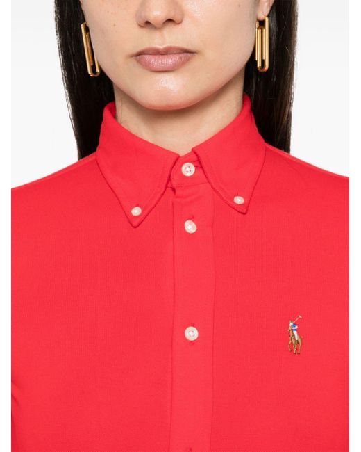 Polo Ralph Lauren Piqué Poloshirt Met Logo in het Red