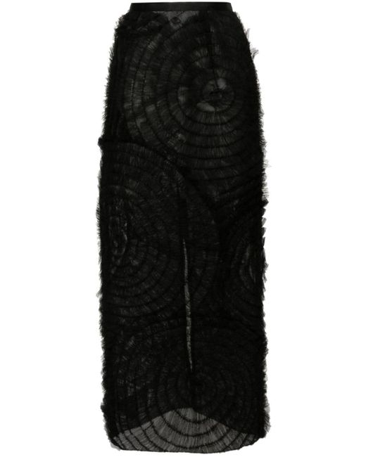 Falda larga translucida con volantes Huishan Zhang de color Black