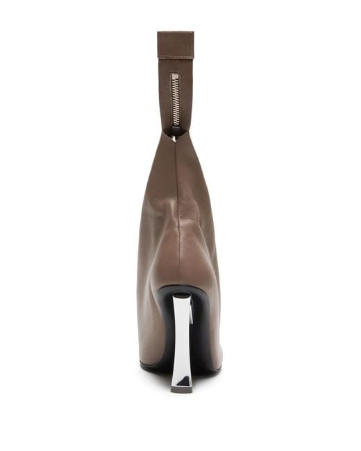 Acne Brown 100M Leather Zip Pumps