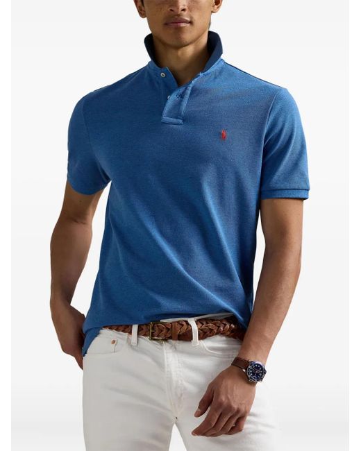 Polo Ralph Lauren Blue Logo-Embroidered Polo Shirt for men