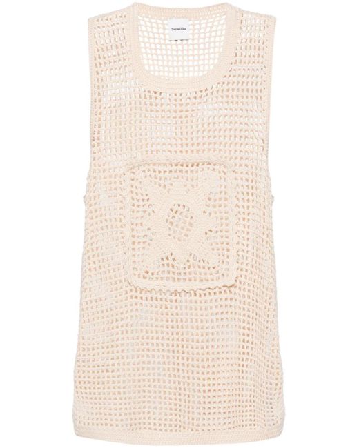 Nanushka Natural Neutral Myrtille Crochet Tank Top