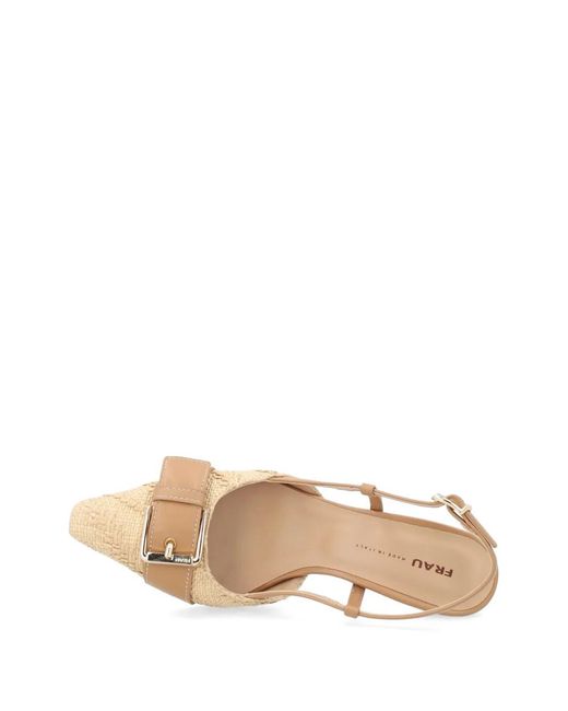 Frau Natural Buckle-Detail Raffia Pumps