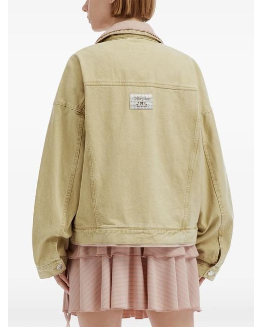 Mini Cream Natural Logo-Patch Denim Jacket