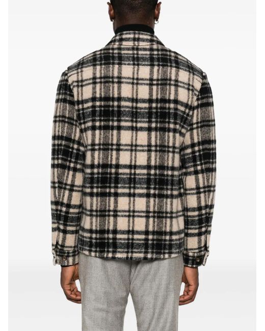 Eleventy Black Checkered Shirt Jacket for men