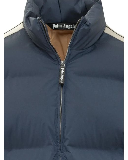 Palm Angels Blue Logo-Print Side-Stripe Jacket for men