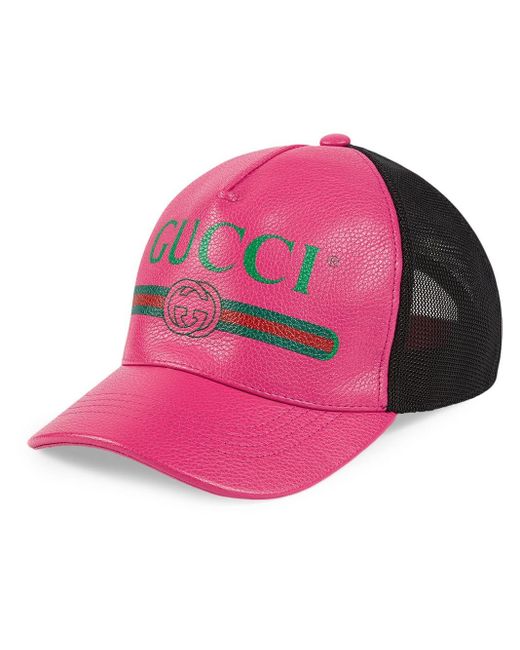 Gucci Leather Fake Logo Cap In Pink Save 46 Lyst