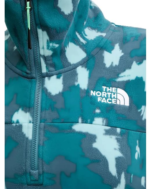 The North Face Blue Sweat À Col Zippé Et Motif