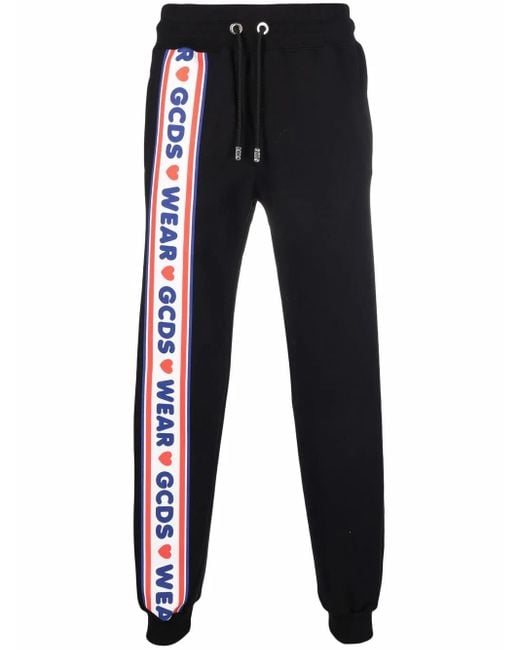 Gcds Blue Side Logo Stripe Track Pants for men