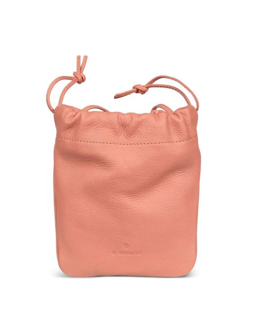 Il Bisonte Pink Drawstring Leather Bucket Bag