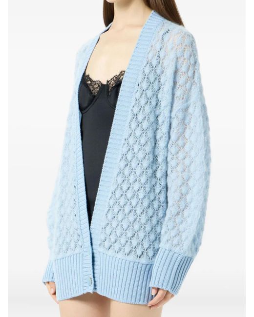 Blumarine Blue Textured Button Cardigan